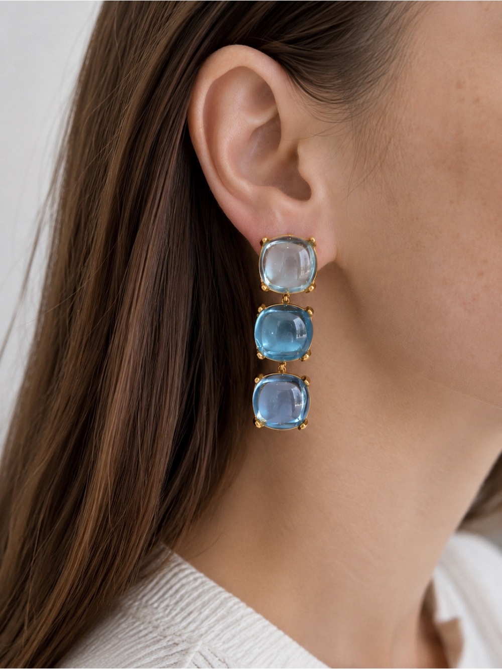 Blue Resin Drop Earrings | 18K PVD Gold Plated Stainless Steel